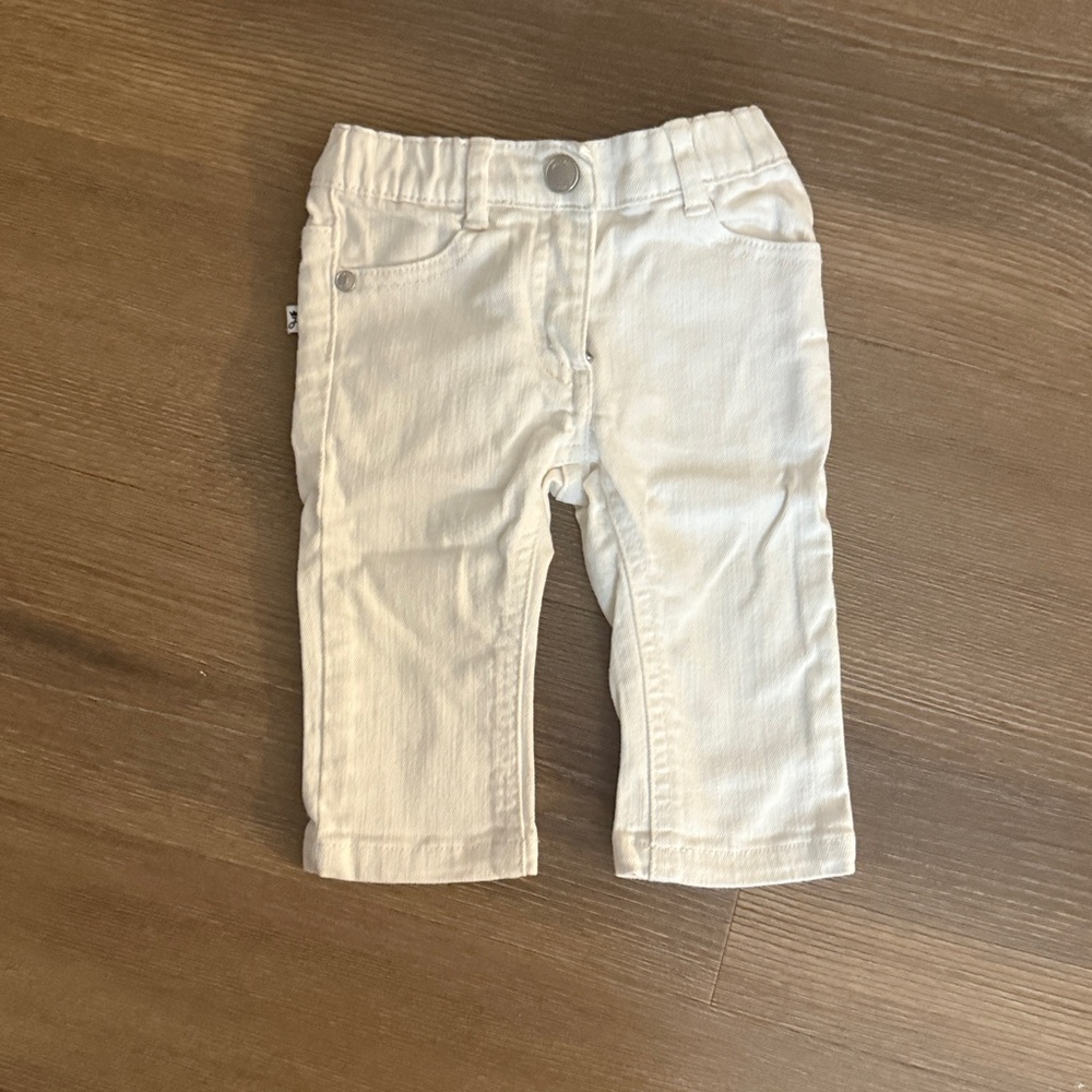 Jacadi baby white denim jeans - 6 months
